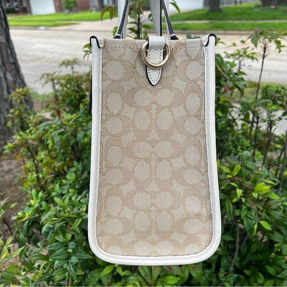 NWT | COACH Signature Khaki Dreamer Dempsey Stripe Tote Satchel Handbag 8448 - Picture 4 of 10